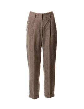 PANTALON M04357 CUADROS MARRON