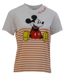 Camiseta EMILIE MICKEY STRIP Blanco
