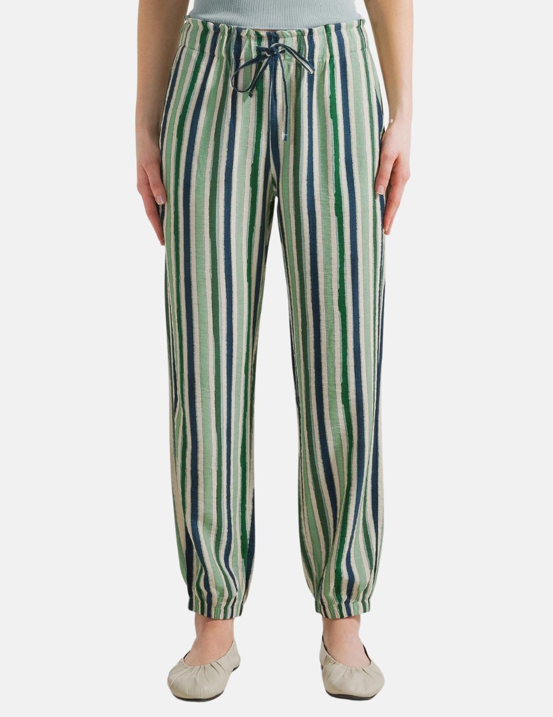 Pantalón D22385 Rayas Verde