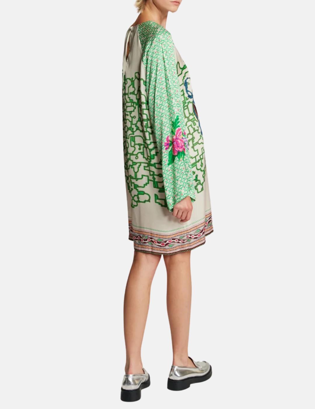 Vestido 225L70873 Estampado verde