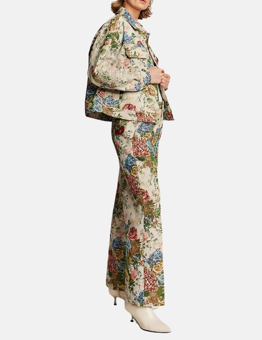 Chaqueta 225L50365 Flores Rojas