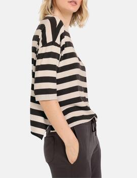 Camiseta 810 24 363 Rayas Negro/Beige