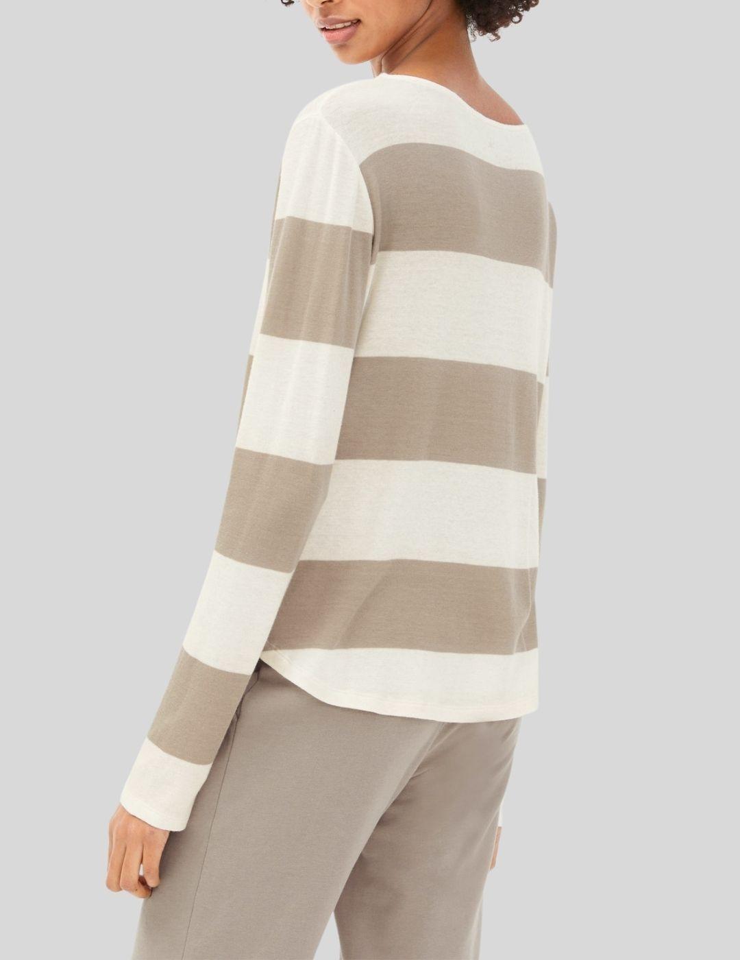 Camiseta 820 16 009 Rayas Taupe/Crudo